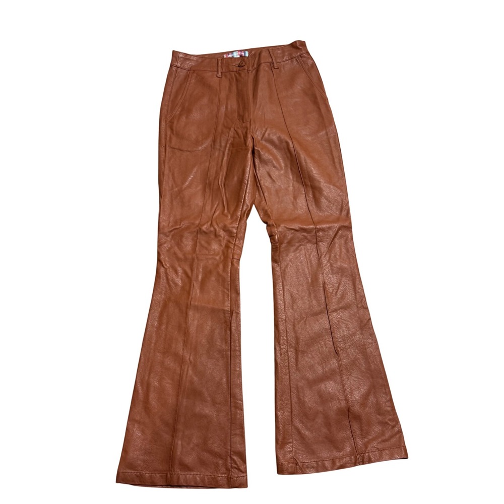 Urban Outfitters Brown Faux Leather Flare Pants Womens Size 0 Bell Bottom‎